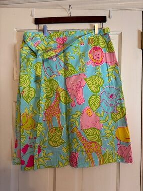 Vintage Lily Pulitzer Animal Print Wrap skirt sz 12